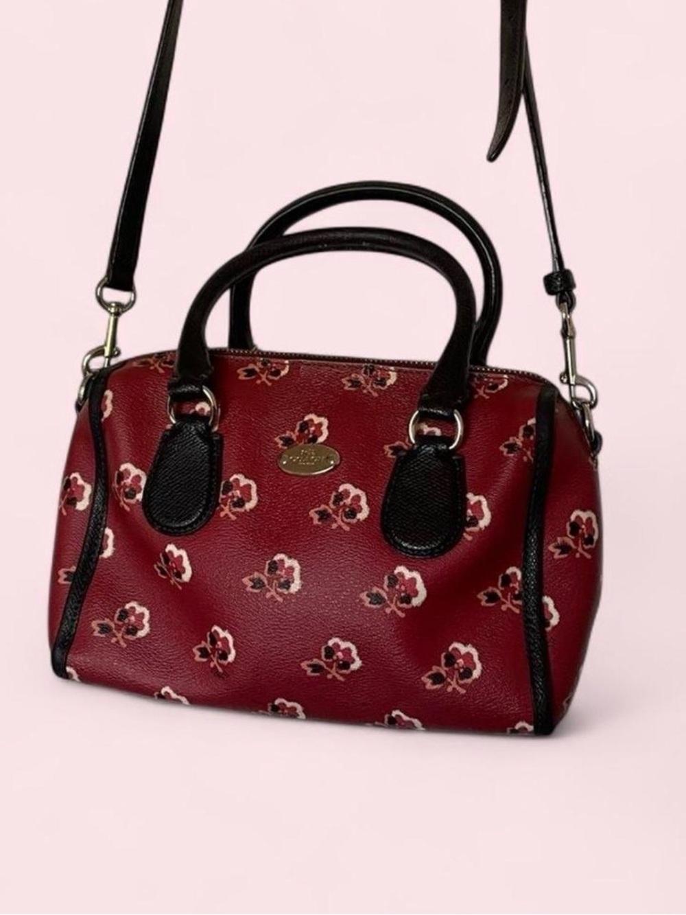 Coach F36203 Bramble Rose Mini Bennett Leather Satchel Purse w/ adjustable strap
